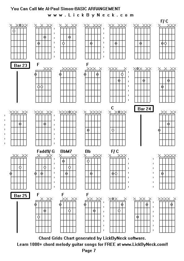 Chord Grids Chart of chord melody fingerstyle guitar song-You Can Call Me Al-Paul Simon-BASIC ARRANGEMENT,generated by LickByNeck software.